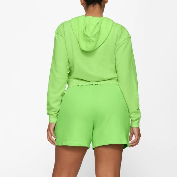 Skims Light French Terry Zip Up Hoodie - Neon Green - Picture 4 of 4